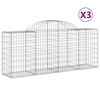 vidaXL Paniers &agrave; gabions arqu&eacute;s 3 pcs 200x50x80/100 cm Fer galvanis&eacute;