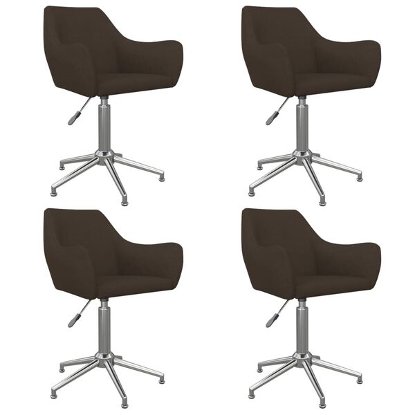 vidaXL Chaises pivotantes &agrave; manger lot de 4 marron fonc&eacute; tissu
