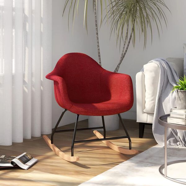 vidaXL Chaise &agrave; bascule Rouge bordeaux Tissu