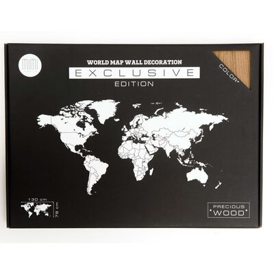 MiMi Innovations Décoration carte du monde murale Bois noyer 130x78 cm