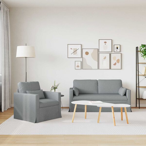 vidaXL Ensemble de Canap&eacute;s 2 pcs Gris clair 158 x 78 x 80 cm tissu