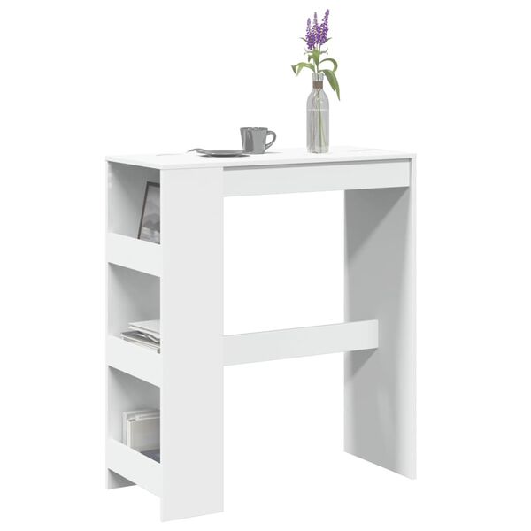 vidaXL Table de bar et étagères blanc 90x40x103,5 cm bois d'ingénierie