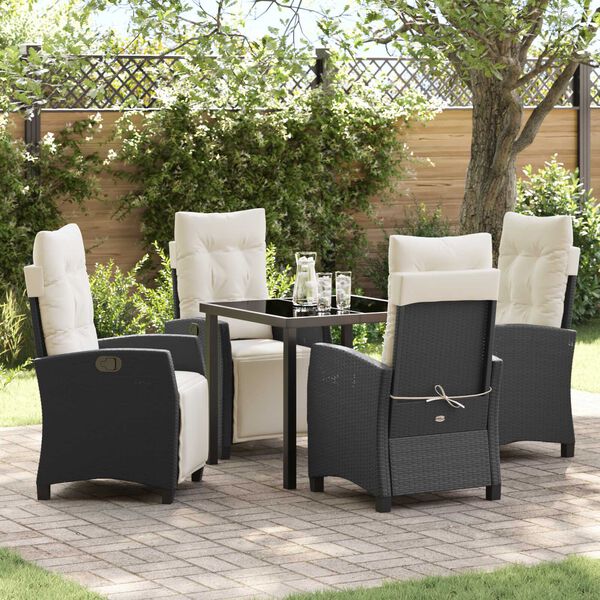 vidaXL Ensemble de salle &agrave; manger pour jardin 5 pcs Noir polyrotin