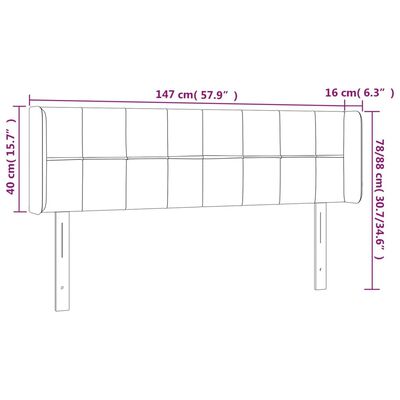 vidaXL Tête de lit à LED Gris foncé 147x16x78/88 cm Velours