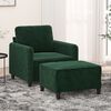 vidaXL Fauteuil avec repose-pied Vert fonc&eacute; 60 cm Velours