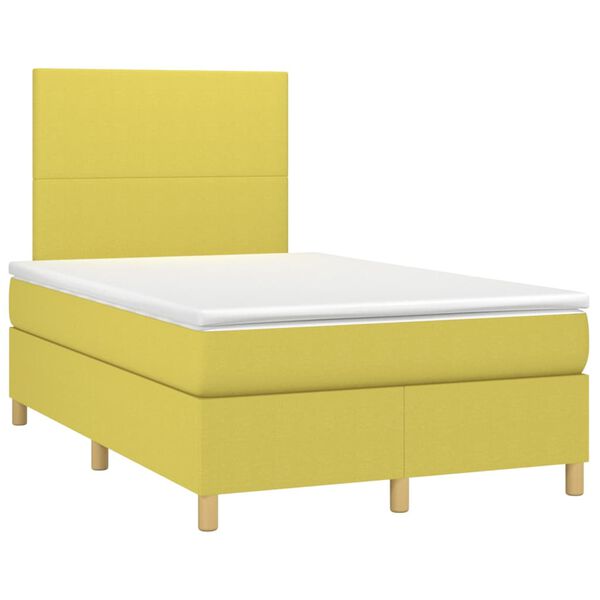 vidaXL Sommier &agrave; lattes de lit et matelas et LED Vert 120x200 cm Tissu