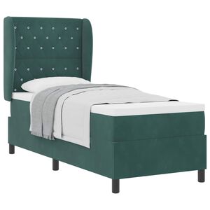 vidaXL Lit &agrave; ressorts avec t&ecirc;te de lit Vert fonc&eacute; 200 x 80 cm Velours