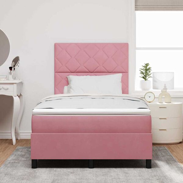 vidaXL Lit &agrave; ressorts avec matelas Rose 120 x 200 cm tissu