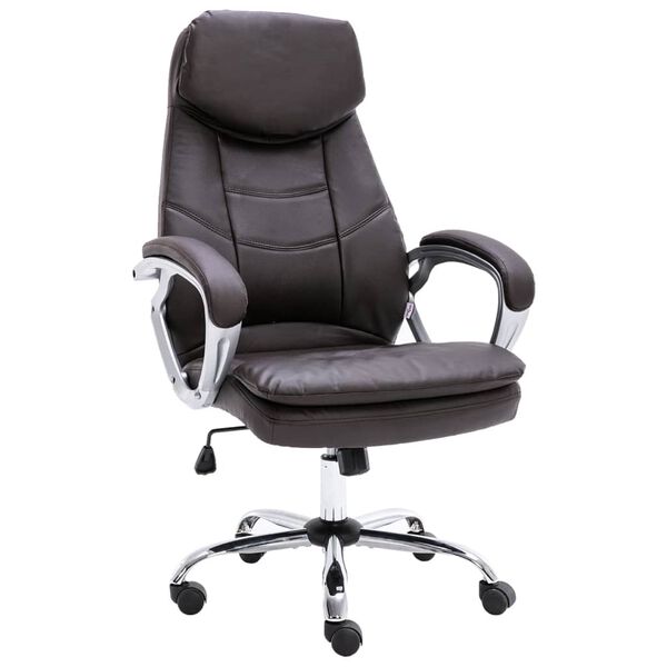 vidaXL Chaise de bureau Marron Cuir v&eacute;ritable