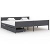 vidaXL Cadre de lit avec 2 tiroirs Gris fonc&eacute; Pin massif 200x200 cm