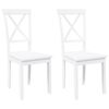 vidaXL Chaises &agrave; manger 2 pcs blanc bois massif caoutchouc