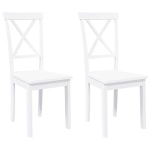 vidaXL Chaises &agrave; manger 2 pcs blanc bois massif caoutchouc