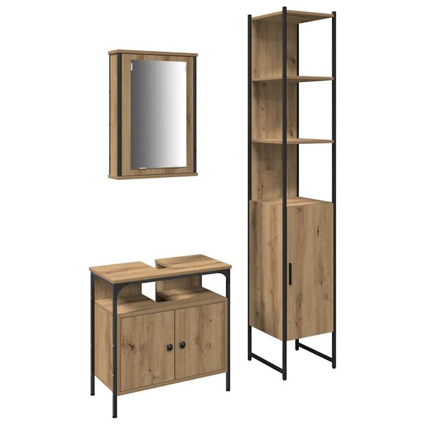 vidaXL Ensemble de mobilier de salle de bain 3 pcs Ch&ecirc;ne artisanal