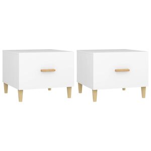 vidaXL Tables basses 2 pcs blanc 50x50x40 cm bois d'ing&eacute;nierie