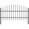 vidaXL Cl&ocirc;ture de jardin avec dessus en forme de lance en acier 170 x 100 cm Noir
