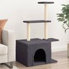 vidaXL Arbre &agrave; chat avec griffoirs en sisal gris fonc&eacute; 110 cm