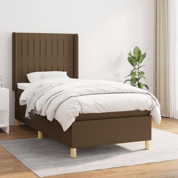 vidaXL Sommier &agrave; lattes de lit avec matelas Marron fonc&eacute; 90x190 cm