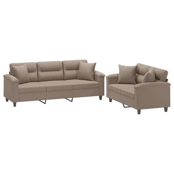 vidaXL Ensemble de canap&eacute;s 2 pcs avec coussins Taupe Tissu microfibre