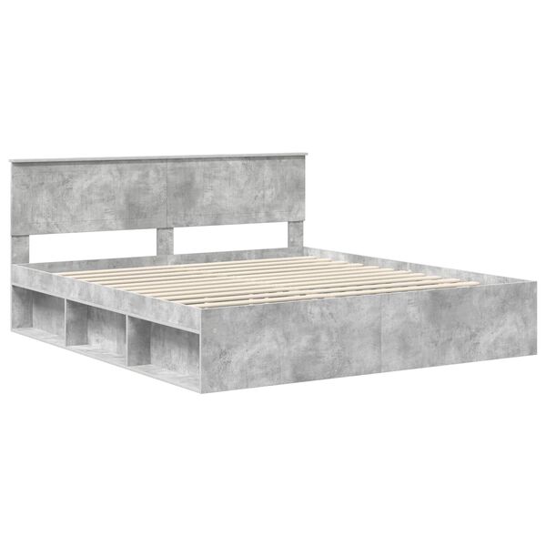 vidaXL Cadre de lit avec t&ecirc;te de lit B&eacute;ton 180 x 200 cm Pin massif