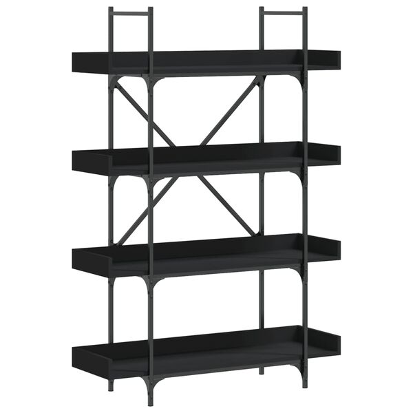 vidaXL Biblioth&egrave;que &agrave; 4 niveaux noir 100x33x145,5 cm bois d'ing&eacute;nierie
