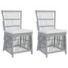 vidaXL Chaises &agrave; manger avec coussins lot de 2 gris rotin naturel