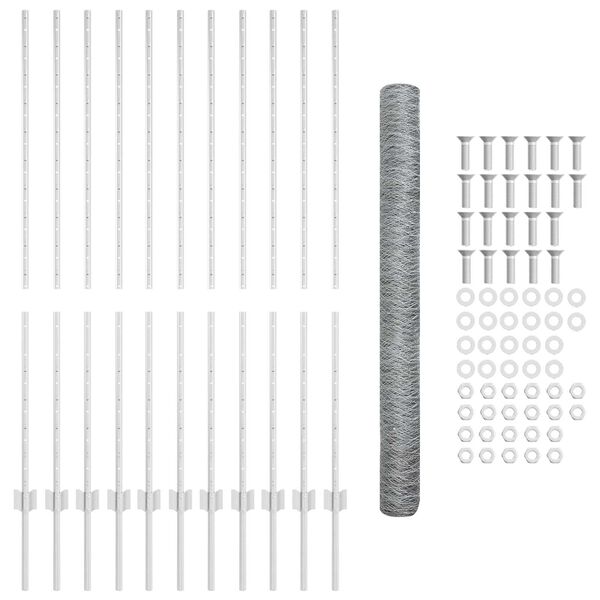 vidaXL Cl&ocirc;ture avec poteau Argent&eacute; 1,4 x 25 m Acier