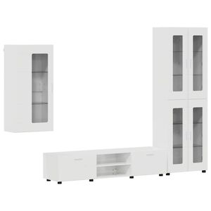 vidaXL Ensemble meuble TV FLORIN 3 pc Blanc brillant Bois d'ing&eacute;nierie
