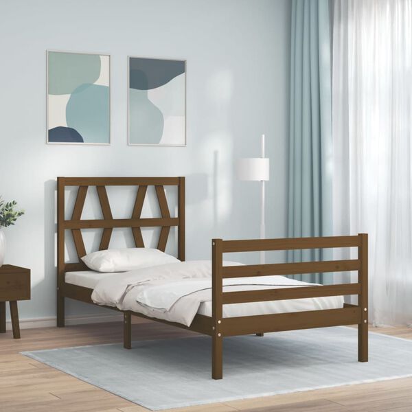 vidaXL Cadre de lit sans matelas marron miel bois massif
