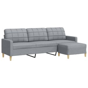 vidaXL Canap&eacute; &agrave; 3 places avec repose-pieds Gris clair 210 cm Tissu