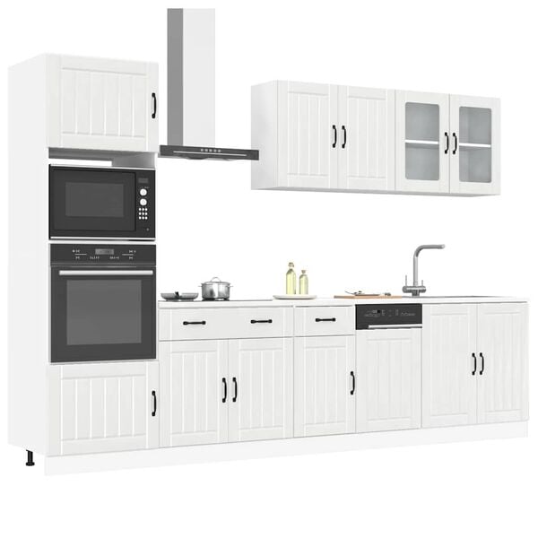 vidaXL Ensemble de 7 meubles de cuisine "Lucca" en bois d'ingénierie blanc brillant