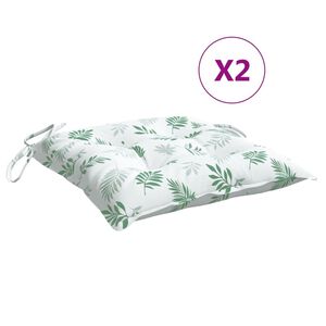 vidaXL Coussins de chaise lot de 2 &agrave; motif de feuilles 50x50x7 cm