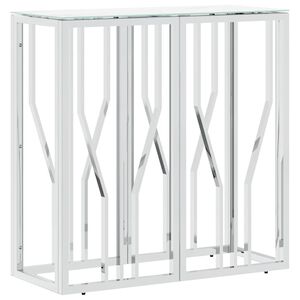 vidaXL Table console argent&eacute; 70x30x70 cm acier inoxydable et verre