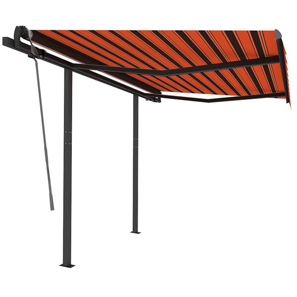 vidaXL Auvent manuel r&eacute;tractable avec poteaux 3,5x2,5 m Orange/marron