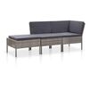 vidaXL Salon de jardin 3 pcs avec coussins R&eacute;sine tress&eacute;e Gris