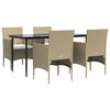 vidaXL Ensemble &agrave; manger de jardin coussins 5 pcs Beige/noir