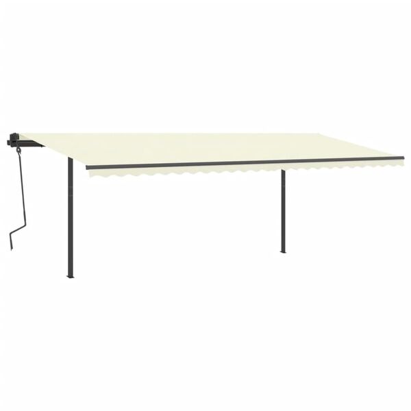vidaXL Auvent manuel r&eacute;tractable avec poteaux 6x3,5 m Cr&egrave;me
