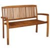 vidaXL Banc 2 places empilable de jardin 120 cm Bois de teck solide
