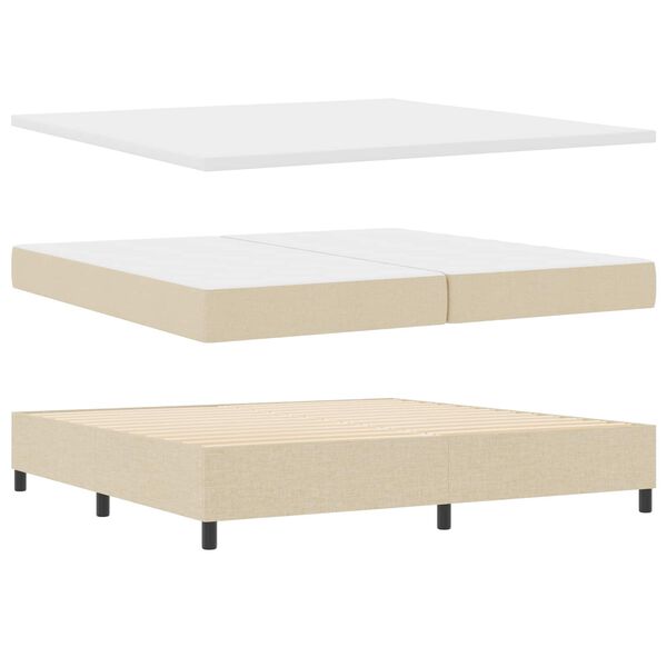 vidaXL Lit &agrave; ressorts avec matelas avec LED Cr&egrave;me 200 x 200 cm tissu