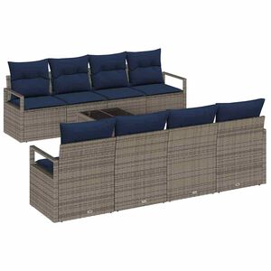vidaXL Ensemble de Canap&eacute;s avec coussin 7 pcs Gris et bleu polyrotin