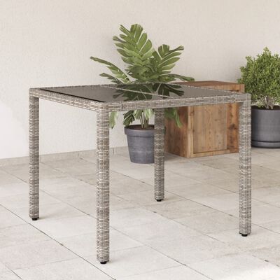 vidaXL Table de jardin Gris 90x90x75 cm Résine tressée