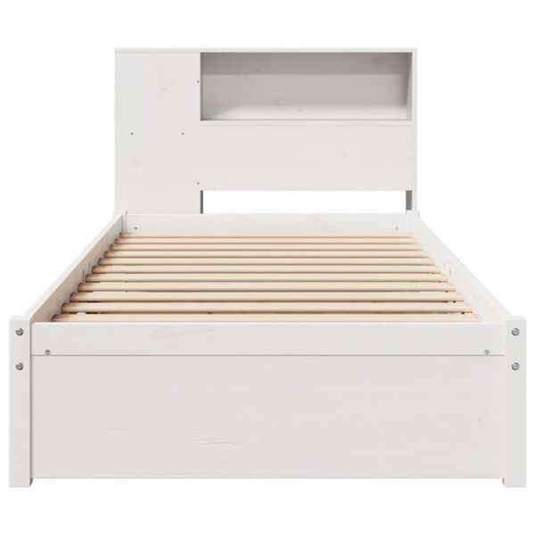 vidaXL Lit biblioth&egrave;que sans matelas blanc 90x200cm bois de pin massif