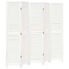 vidaXL Cloison de s&eacute;paration 5 panneaux blanc bois de paulownia massif