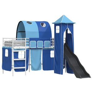 vidaXL Lit mezzanine pour enfants Blanc et Bleu 99,5 x 190 cm M&eacute;tал