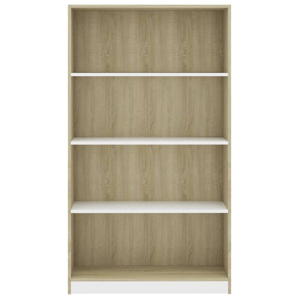 vidaXL Biblioth&egrave;que &agrave; 4 niveaux blanc et ch&ecirc;ne bois d'ing&eacute;nierie