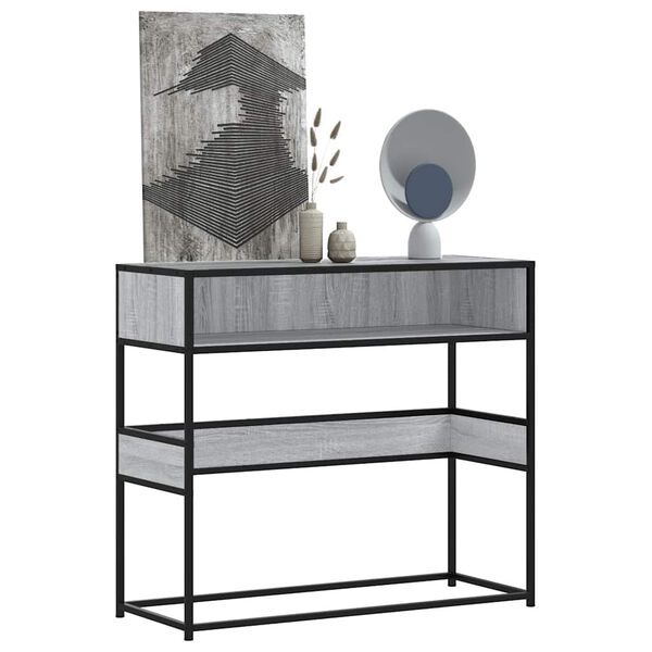 vidaXL Table console sonoma gris 90x35x80 cm bois d'ing&eacute;nierie