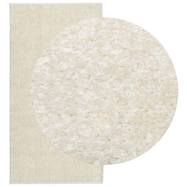 vidaXL Tapis ISTAN &agrave; poils longs aspect brillant cr&egrave;me 100x200 cm