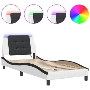 vidaXL Cadre de lit avec LED sans matelas Zadar blanc et noir 80x200 cm