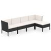 vidaXL Salon de jardin 5 pcs avec coussins r&eacute;sine tress&eacute;e noir
