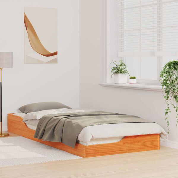 vidaXL Cadre de lit Brun cire 80 x 210 cm Pin massif