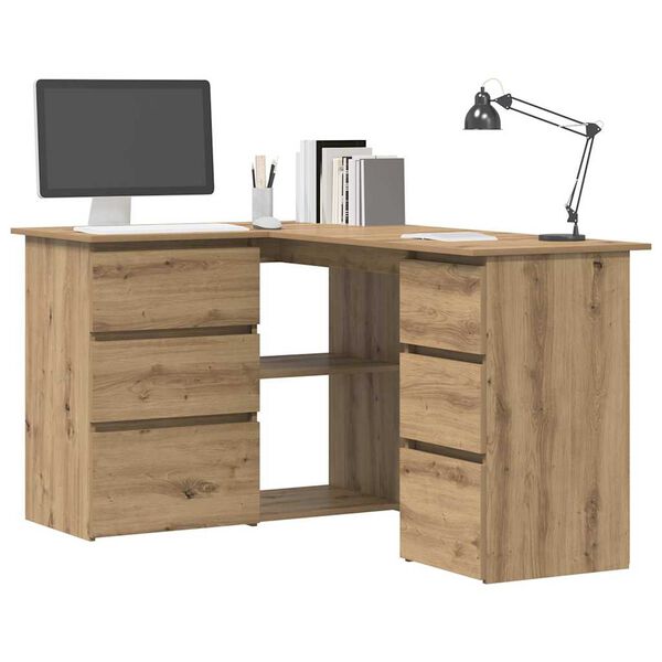 vidaXL Bureau d'angle chêne artisanal 145x100x76 cm bois d'ingénierie